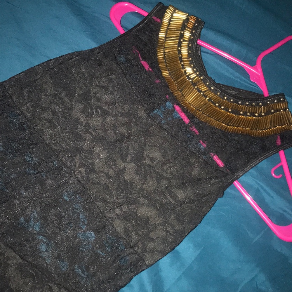 Black and gold lace dress